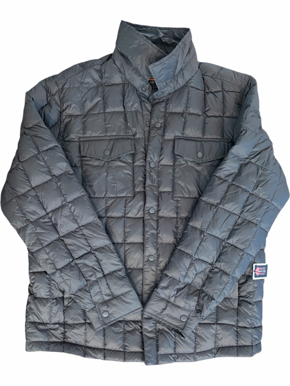 NWT Hawke & Co Packable Duck Down Shirt Jacket Graphite Grey Large⁠